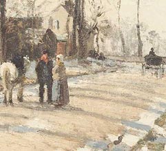 Detalle de camino con un carruaje.